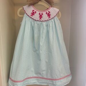 Castles & Crowns Lobster Smocked Seersucker Dress, girls size 2t